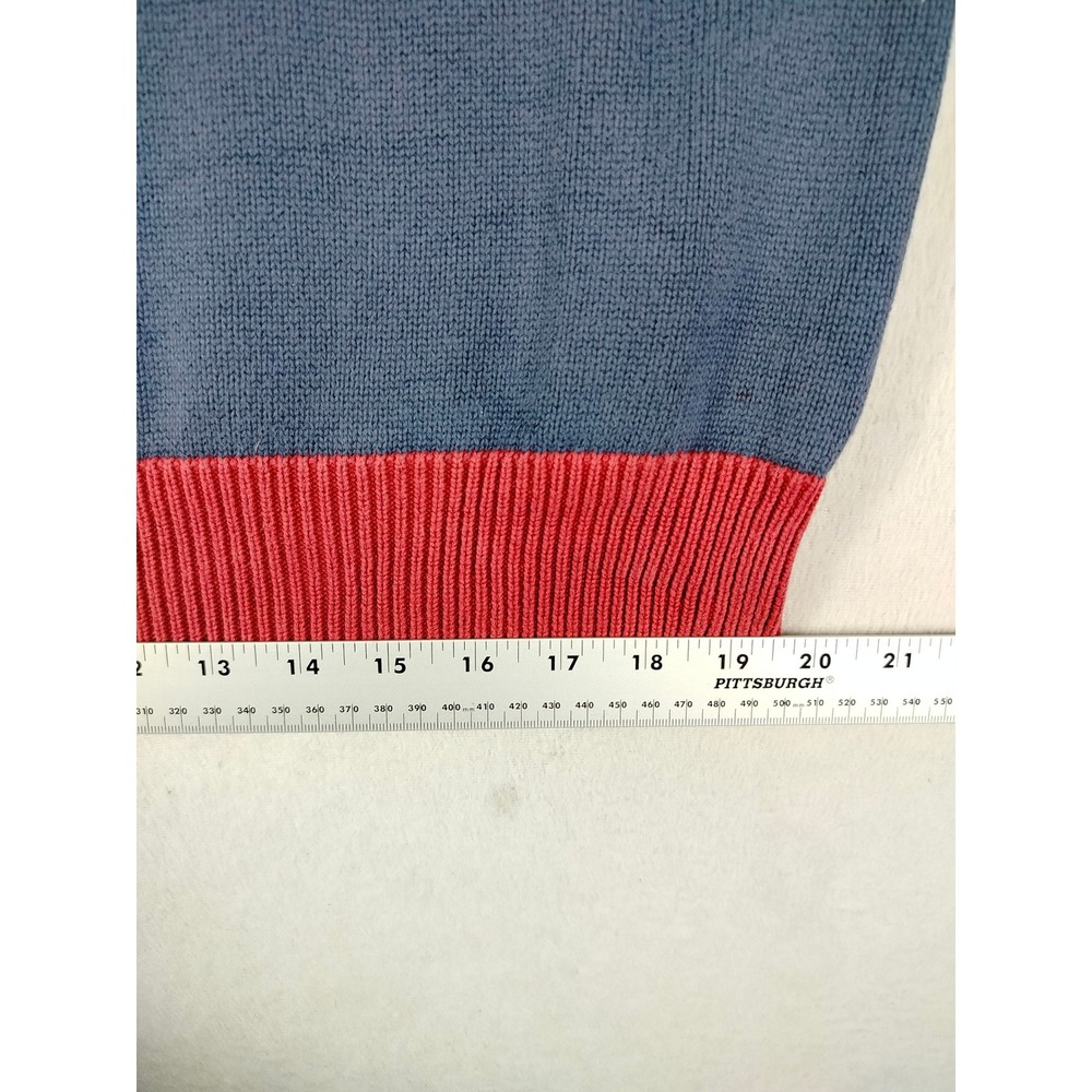 Tommy Hilfiger Sweater Men L/XL Red White Blue Colorblock Quarter‎ Zip Oversized - Picture 10 of 10